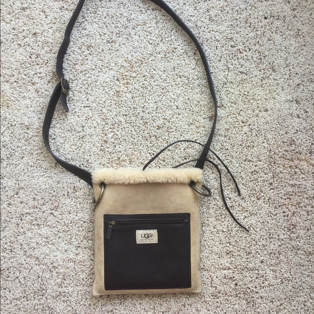 UGG Shearling Crossbody Bag in Cream and Black